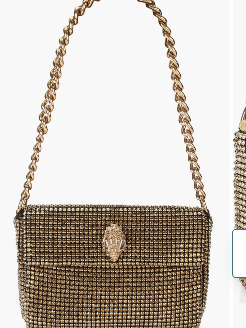 Kurt Geiger Gold Rhinestone Shoulder Bag with Chain Strap